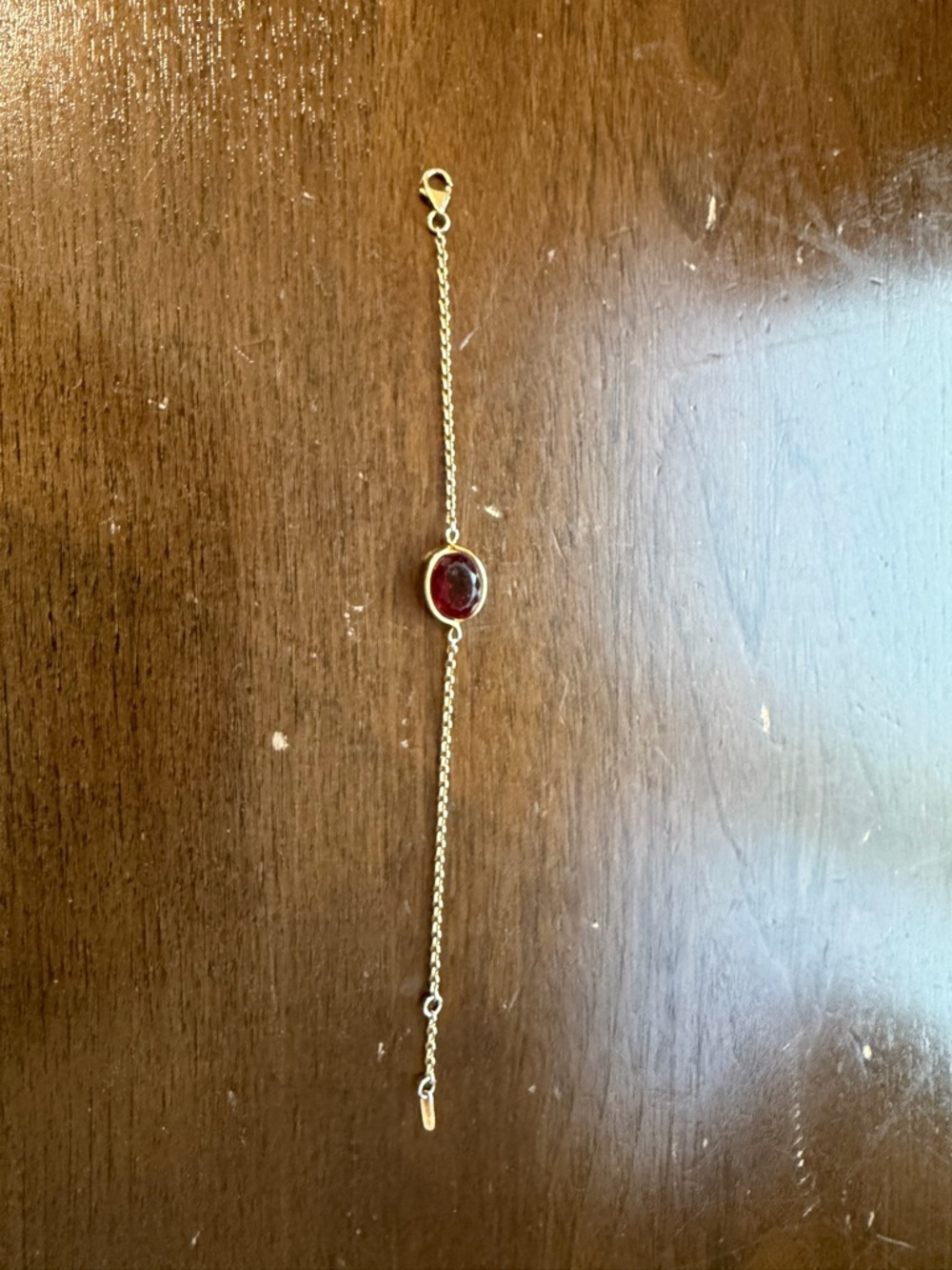 Baccarat Vermeil 18k Gold Plated Sterling Silver Red Crystal Chain Link Bracelet